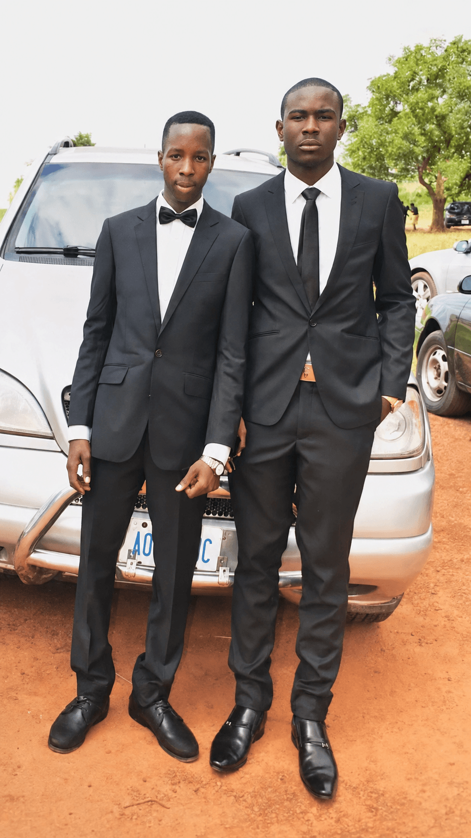 Two classmates on a school celebration day.