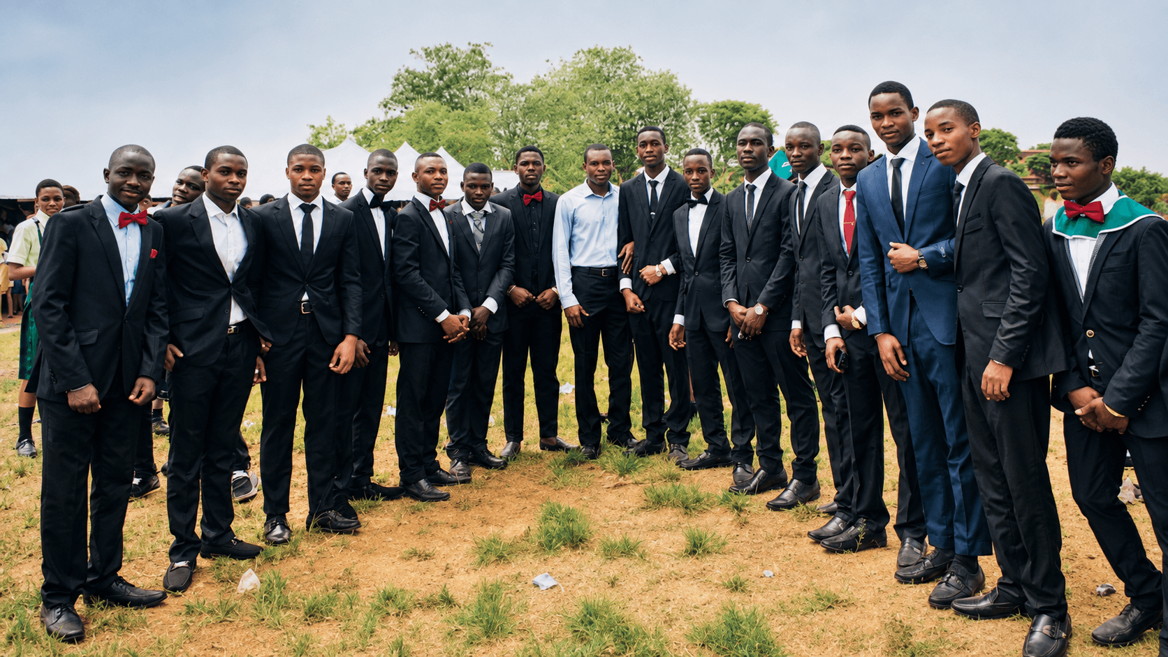 Dragon Set classmates in formal attire.